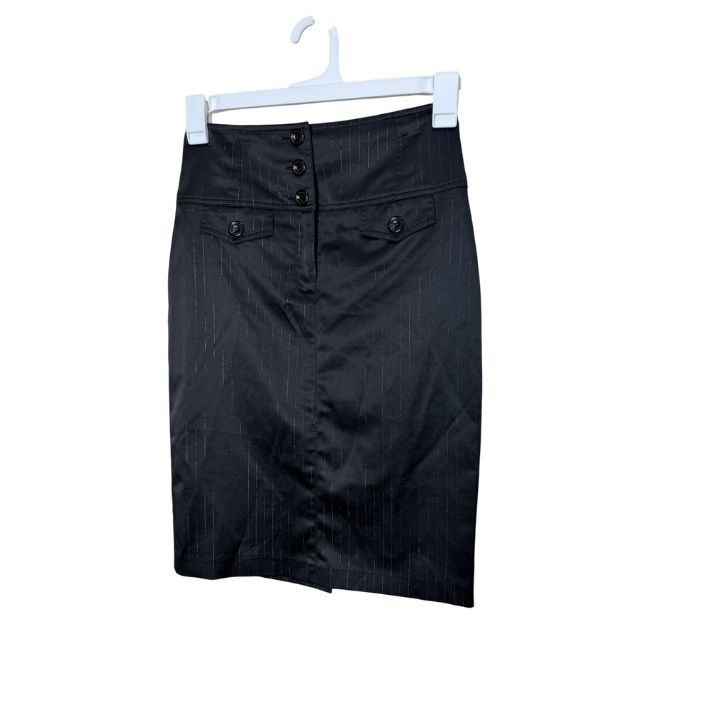 Miss Bison Y2K Black‎ Pinstripe High Waist Pencil Skirt Career Office Siren  5